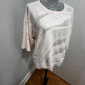 Cabi Women’s Baby pink boxy wide Oversized Flowy  sleeves tunic sweater. Med.